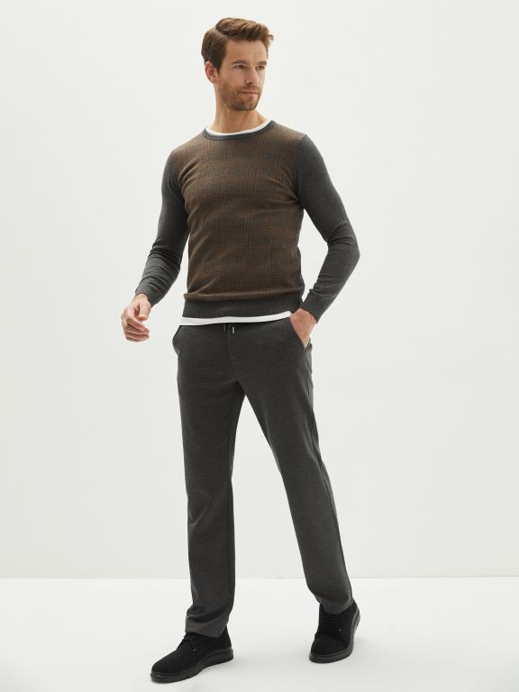 Crew Neck Long Sleeve Men's Tricot Sweater