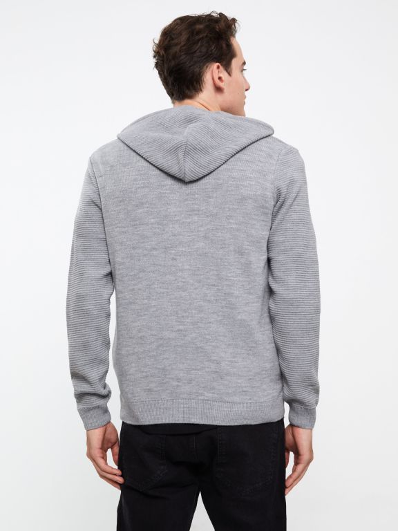 Hooded Long Sleeve Men's Tricot Cardigan