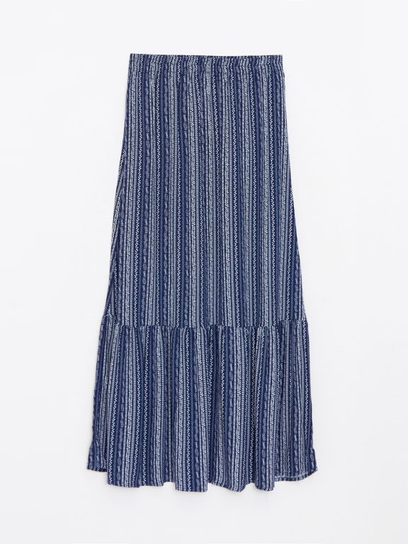Elastic Waist Patterned Crinkle Women's Skirt