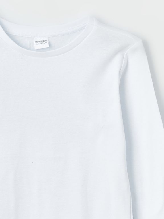 Crew Neck Basic Long Sleeve Boy Undershirt