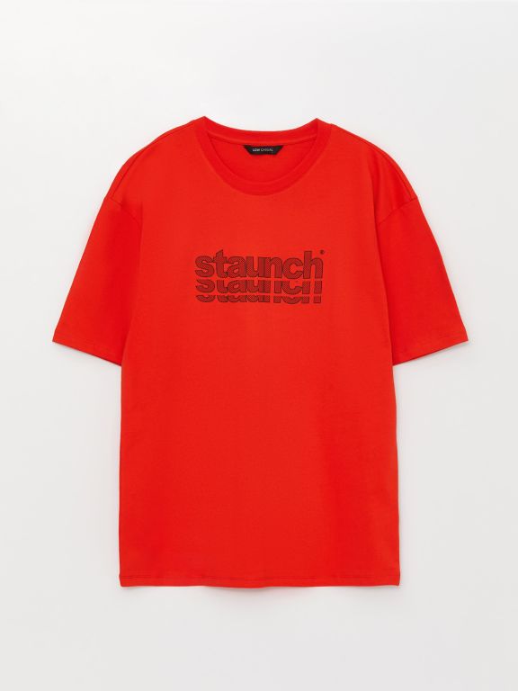 Crew Neck Short Sleeve Printed Combed Cotton Men's T-shirt