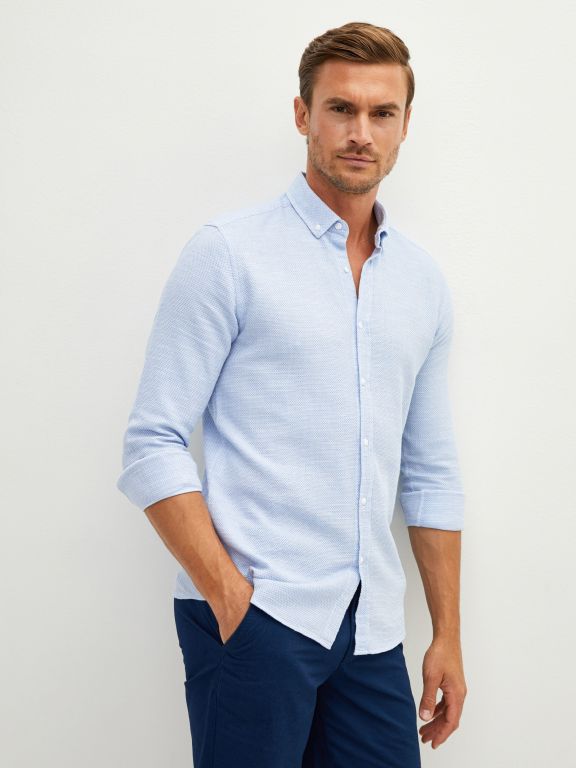 Slim Fit Long Sleeve Men's Shirt