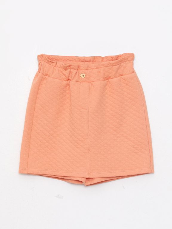 Girl's Short Skirt With Elastic Waist Quilted Pattern