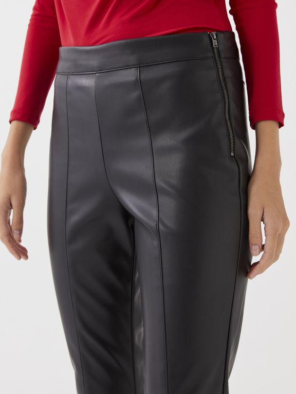 Standard Fit Regular Faux Leather Women's Trousers