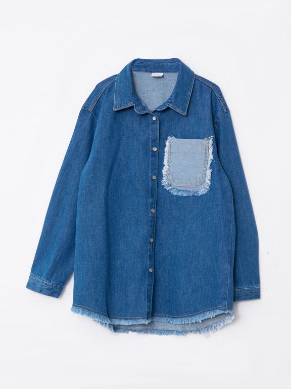 Basic Long Sleeve Girl Jean Tunic