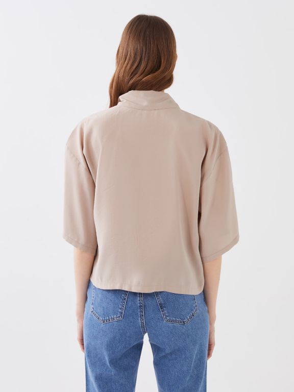 Plain Short Sleeve Oversize Women's Shirt