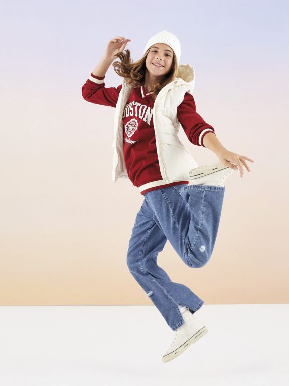 Hooded Basic Girl Down Vest