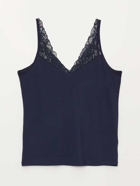 V-Neck Strap Lace Women's Pajamas Set