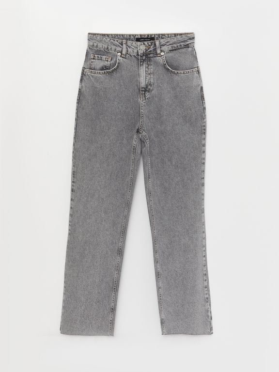 High Waisted Straight Fit Women's Denim Trousers