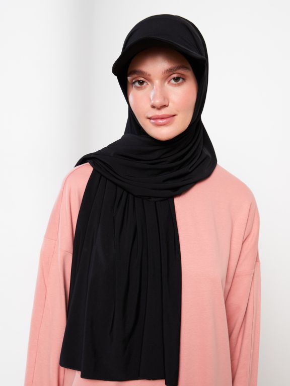 قبعة شال نسائية منسوجة بني داكن