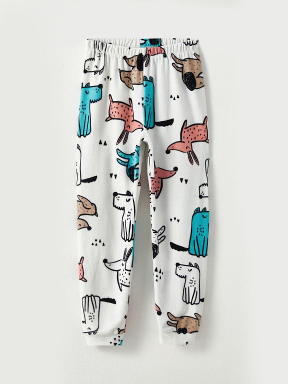 Crew Neck Printed Long Sleeve Girl Pajama Set