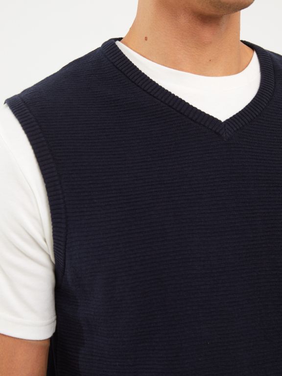 Standard Fit V Neck Men's Tricot Sweater