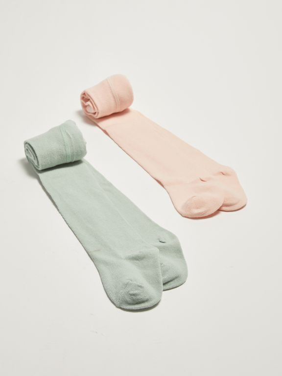 Elastic Waist Basic Baby Girl Pantyhose 2-Pack