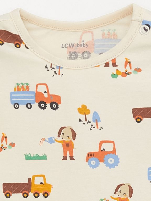 Crew Neck Printed Baby Boy Body and Shorts 2-Piece Set