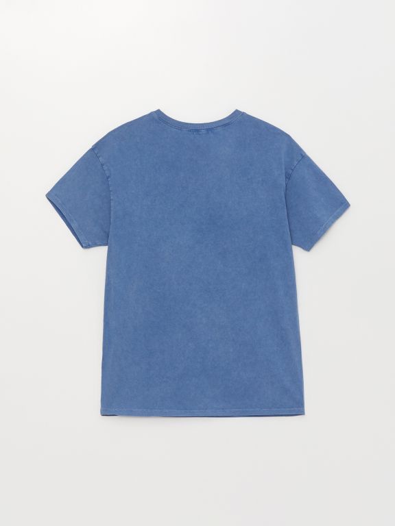 Women's Crew Neck Printed Short Sleeve T-Shirt