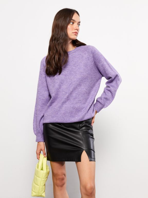 Plain Leather Look Women's Skirt
