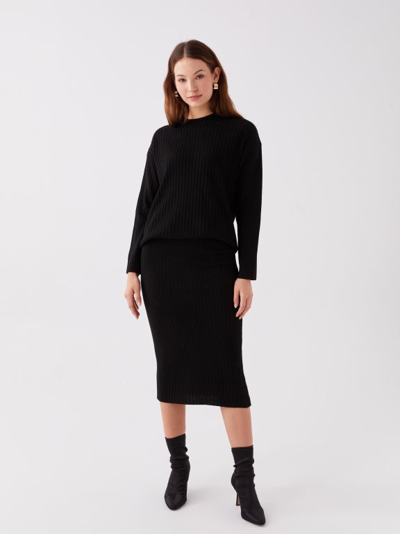 Women's Elastic Waist Plain Knitwear Skirt