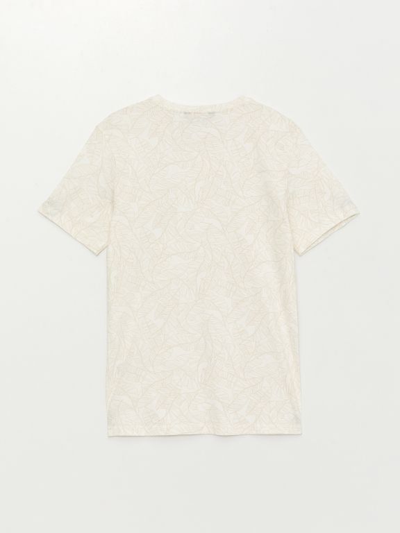 Crew Neck Short Sleeve Patterned Combed Cotton Men's T-Shirt