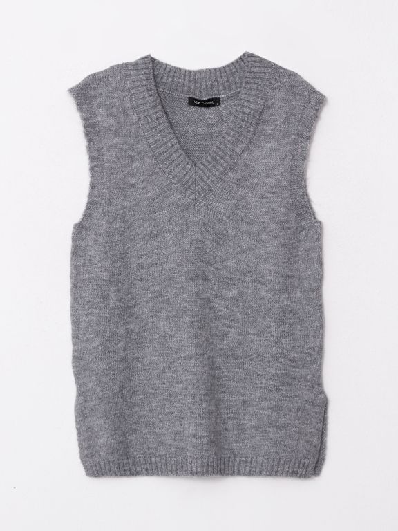 Women's V Neck Regular Tricot Sweater