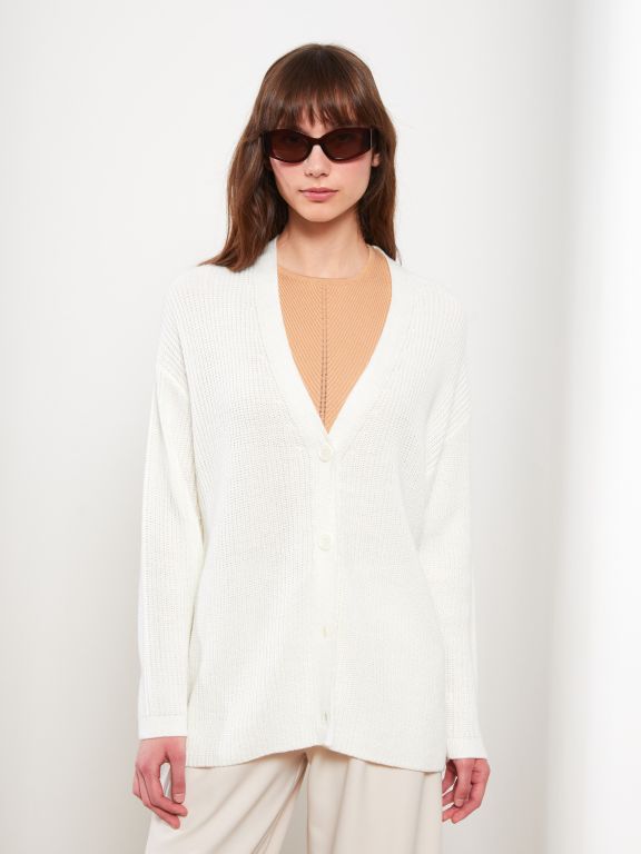 V Neck Regular Long Sleeve Women's Tricot Cardigan