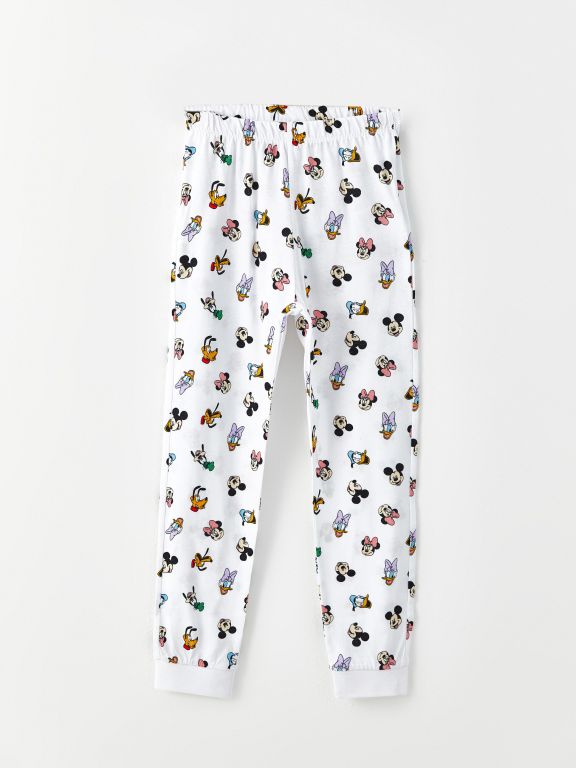 Crew Neck Mickey Mouse Printed Short Sleeve Girl Pajama Set