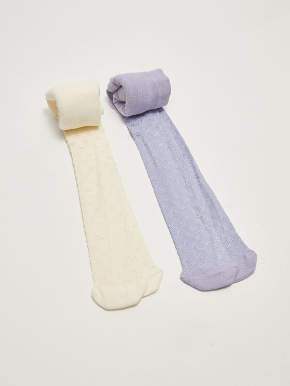Self-Patterned Baby Girl Tights 2 Pieces