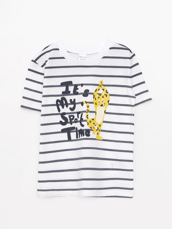 Crew Neck Short Sleeve Printed Baby Boy T-Shirt and Shorts 2-Piece Set