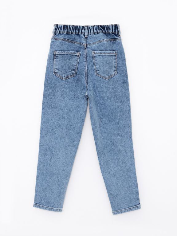 Elastic Waist Basic Girl Denim Trousers