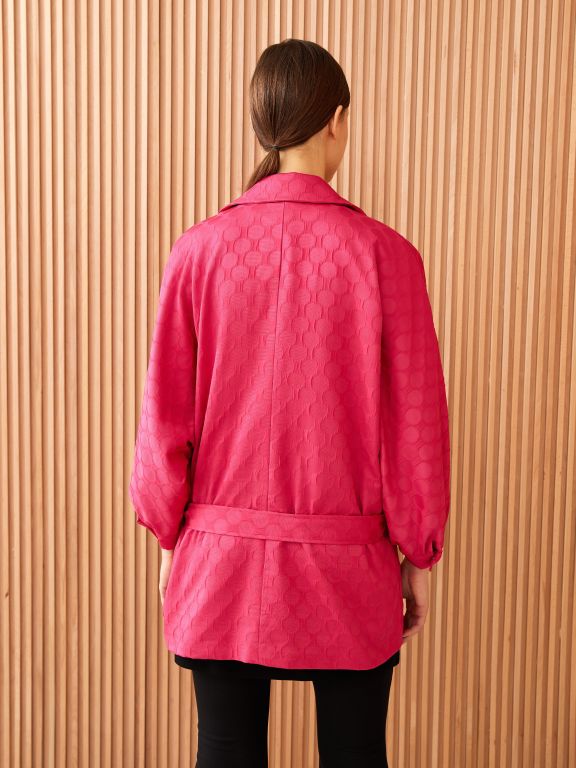 Self Patterned Balloon Sleeve Gabardine Women's Jacket