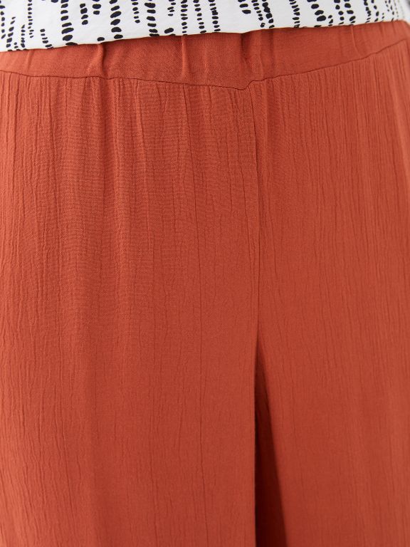 Elastic Waist Comfortable Fit Straight Crinkled Women's Trousers