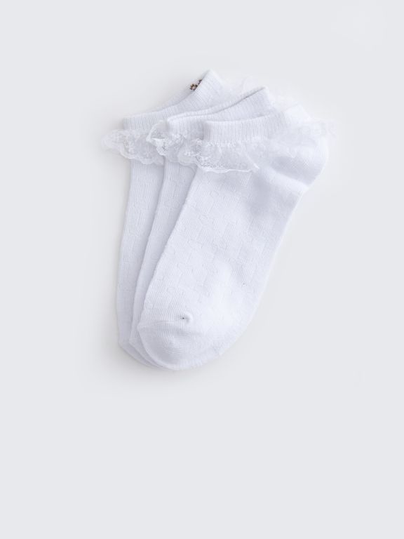 Self-Patterned Girl's Ballet Socks 3 Pieces