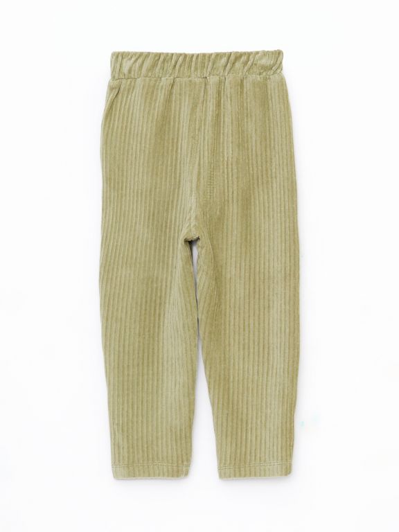 Elastic Waist Mickey Mouse Embroidery Detailed Baby Boy Velvet Trousers