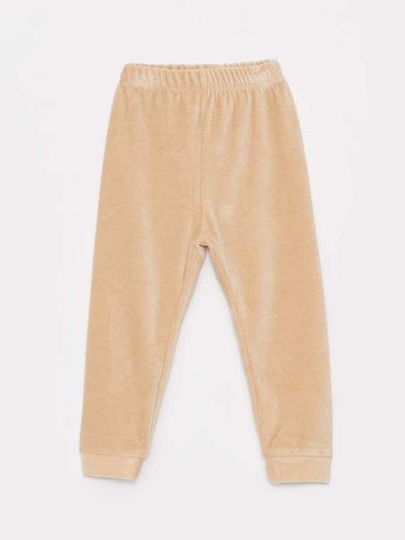 Elastic Waist Velvet Baby Boy Pajama Bottoms 2-Pack
