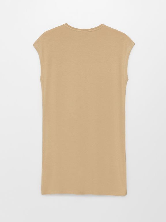 Women's Crew Neck Straight Sleeveless Tunic
