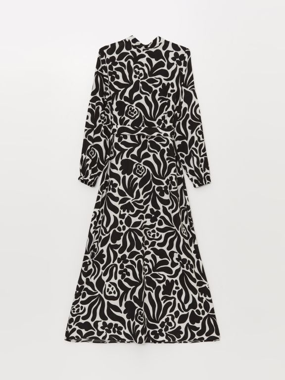 Patterned Long Sleeve Women's Shirt Dress