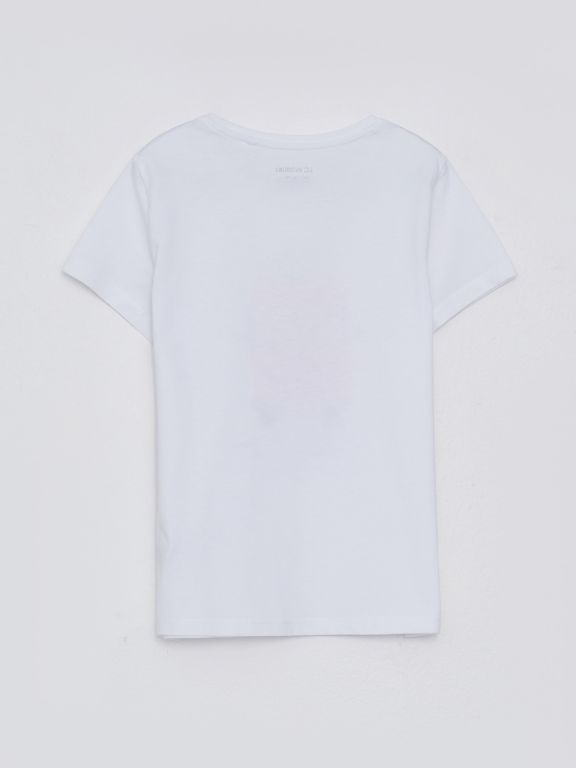 Crew Neck Printed Short Sleeve Cotton Girl T-shirt