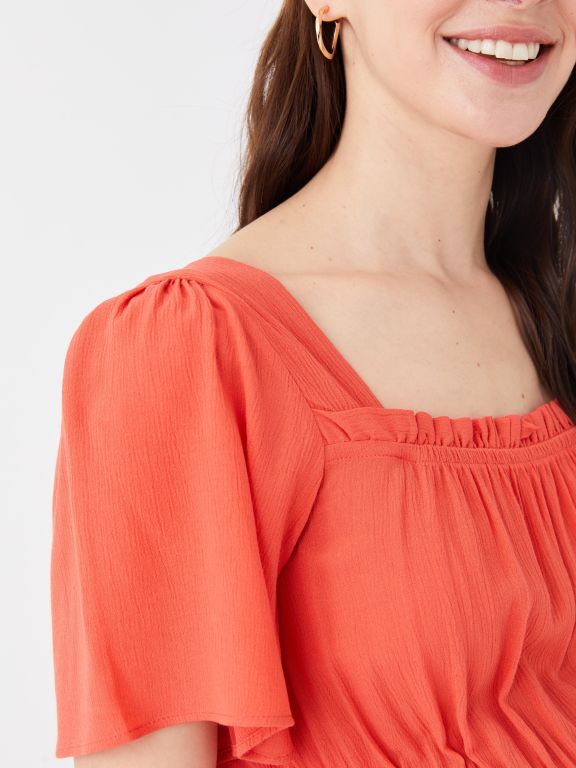 Square Neck Straight Short Sleeve Maternity Blouse