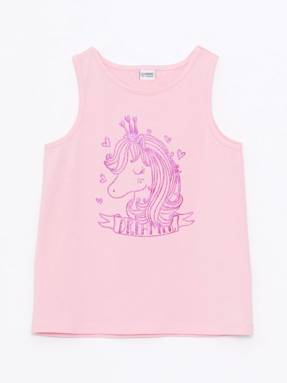 Crew Neck Printed Cotton Girl Athlete