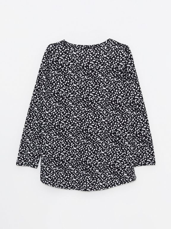 Crew Neck Patterned Long Sleeve Women's T-shirt
