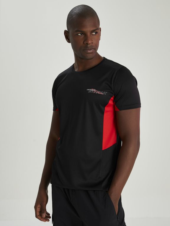 Crew Neck Short Sleeve Color Block Men's Sports T-Shirt