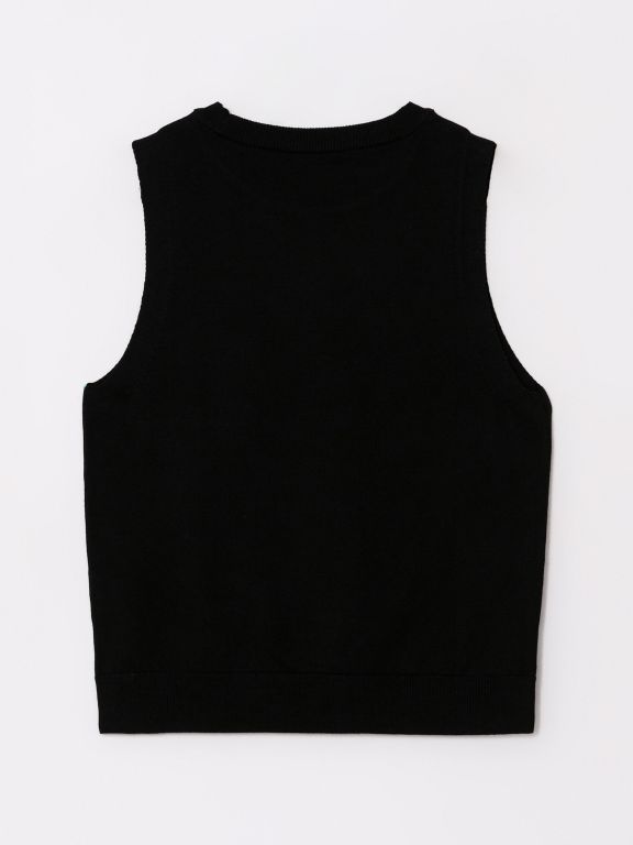 Crew Neck Regular Sleeveless Women's Tricot Sweater