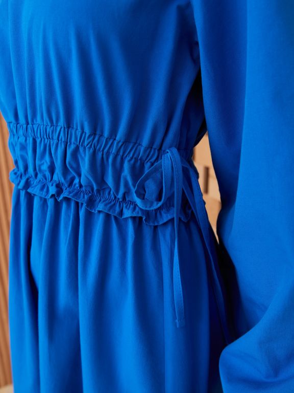 Crew Neck Regular Long Sleeve Poplin Women's Dress