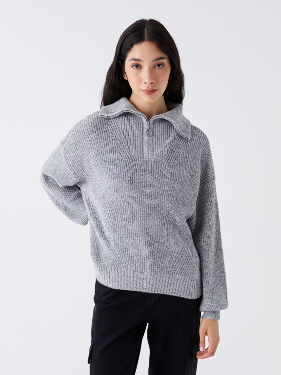 Turtle Neck Regular Long Sleeve Women's Tricot Sweater