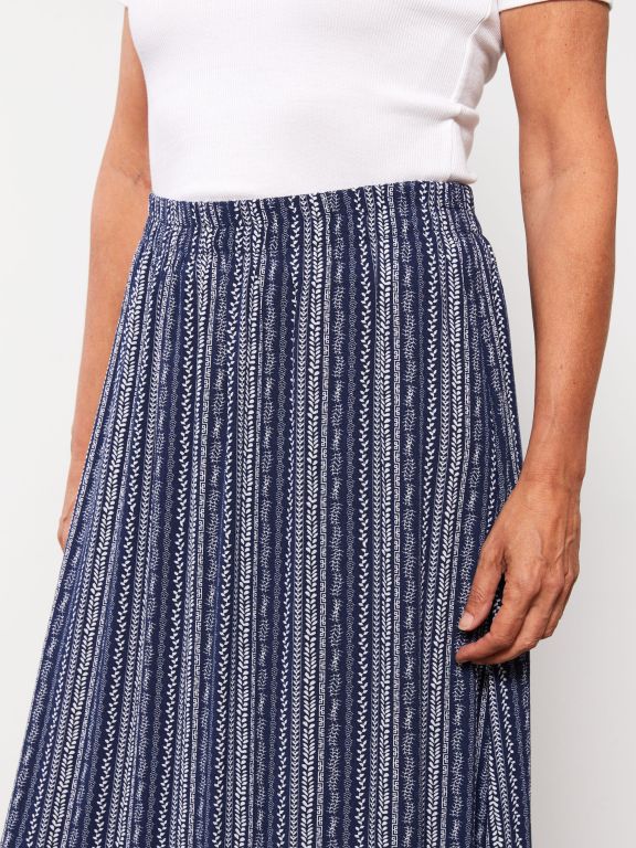 Elastic Waist Patterned Crinkle Women's Skirt