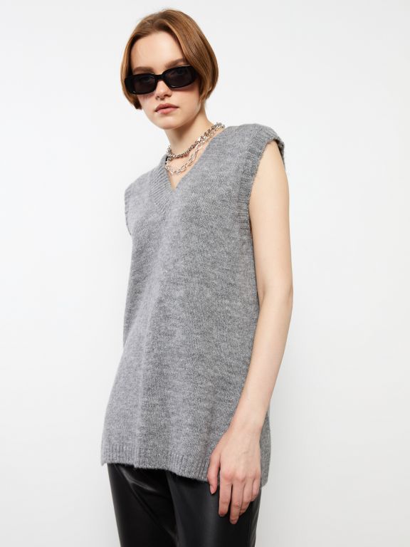 Women's V Neck Regular Tricot Sweater
