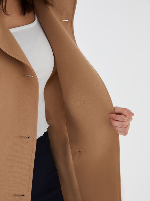 Shirt Collar Straight Long Sleeve Gabardine Women's Trench Coat
