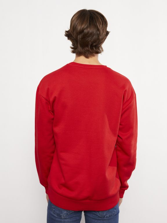 Oversize Crew Neck Long Sleeve Printed Men's Sweatshirt