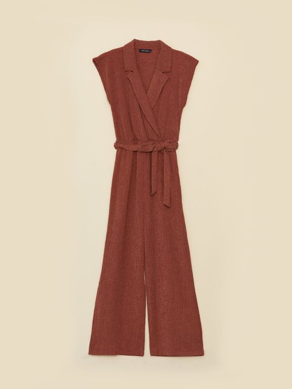 Women's Double Breasted Collar Straight Jumpsuit