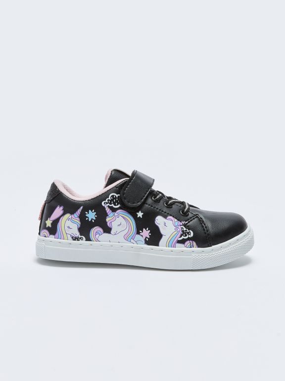 Printed Hook and Loop Girls' Shoes