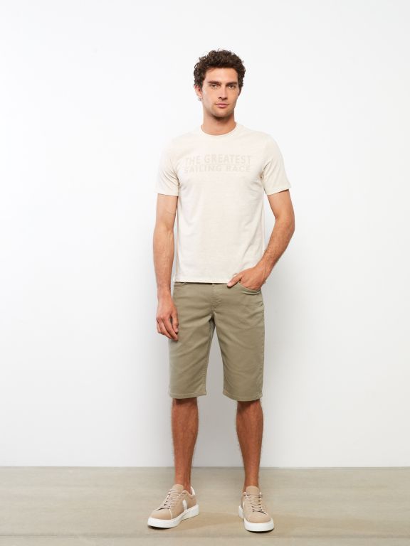 Crew Neck Short Sleeve Printed Combed Cotton Men's T-shirt